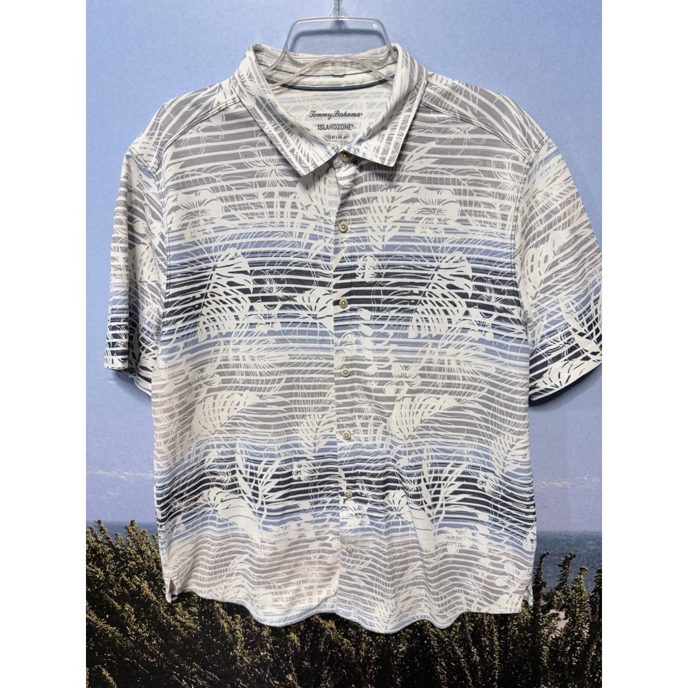Tommy Bahama islandzone Camp Knit Shirt Mens XL  Sardinia Seas Floral striped
